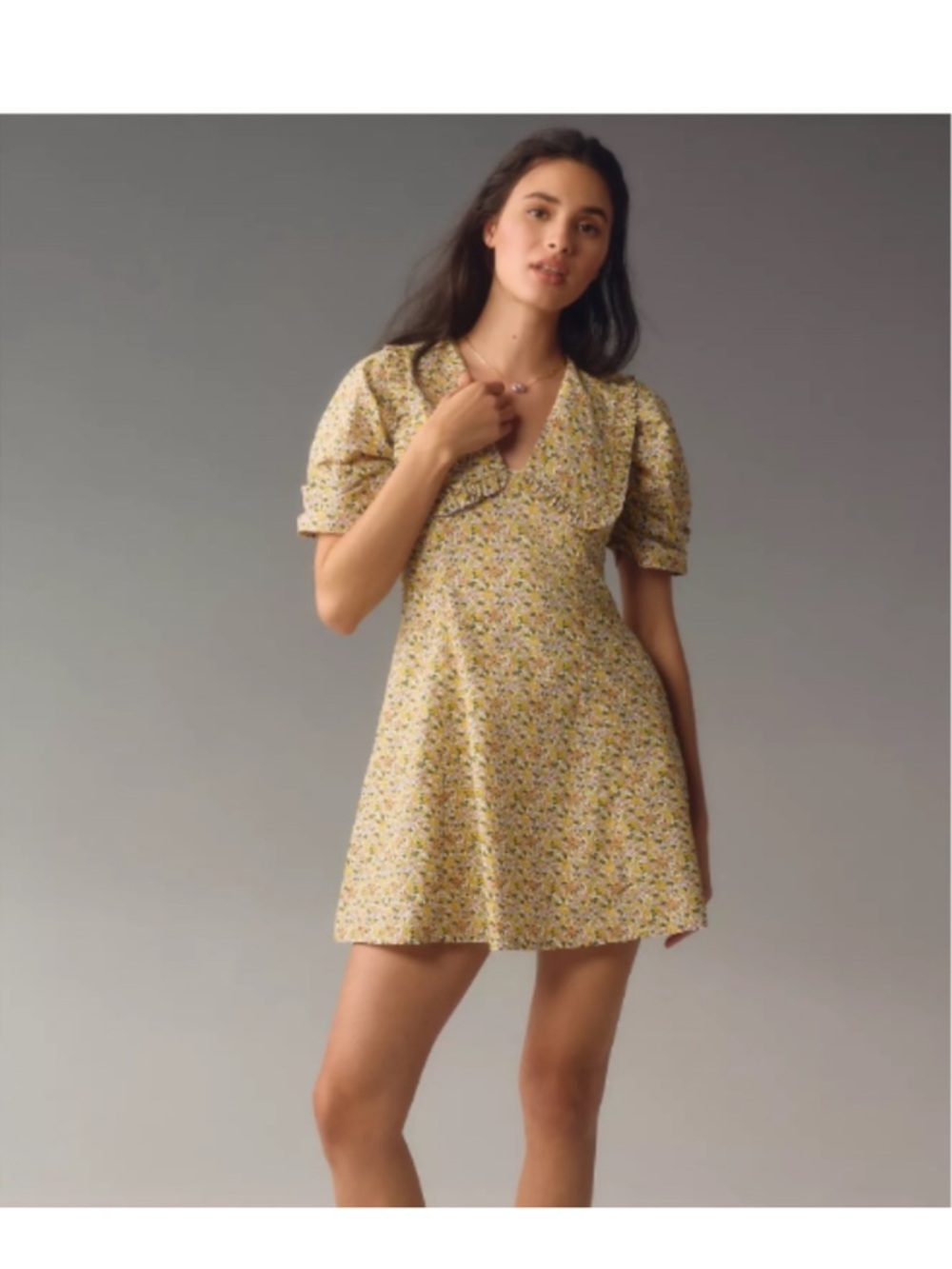 Anthropologie Short-Sleeve Collared puff sleeve mini  Dress with pockets size 2